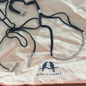 Chloe + Isabel Navy Choker Necklace Set with Silver Accents